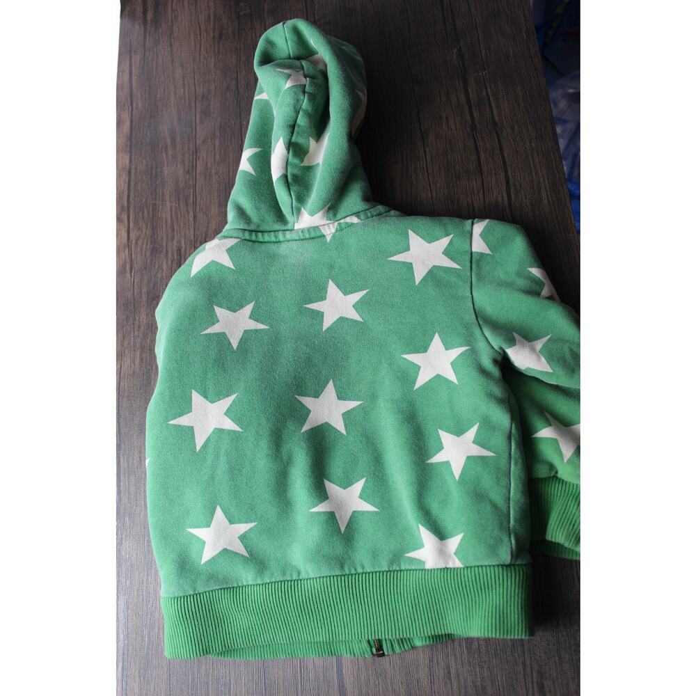 Mini Boden star hoodie 3/4y Sherpa lined warm thick green full zip funky shabby - Picture 4 of 6